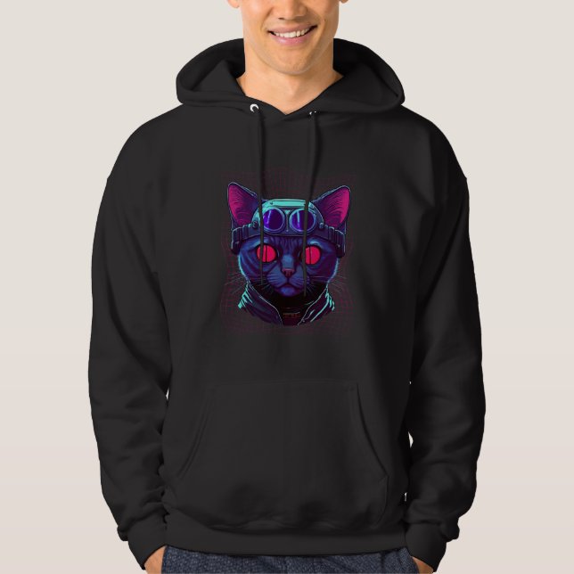 Veste À Capuche Cyberpunk Cat Kitty Cyber Punker (Devant)