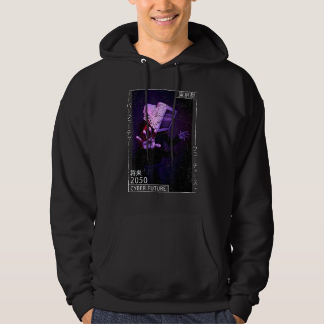 Veste À Capuche Cyberpunk japonais esthétique Cyborg - 80s Futuris (Devant)