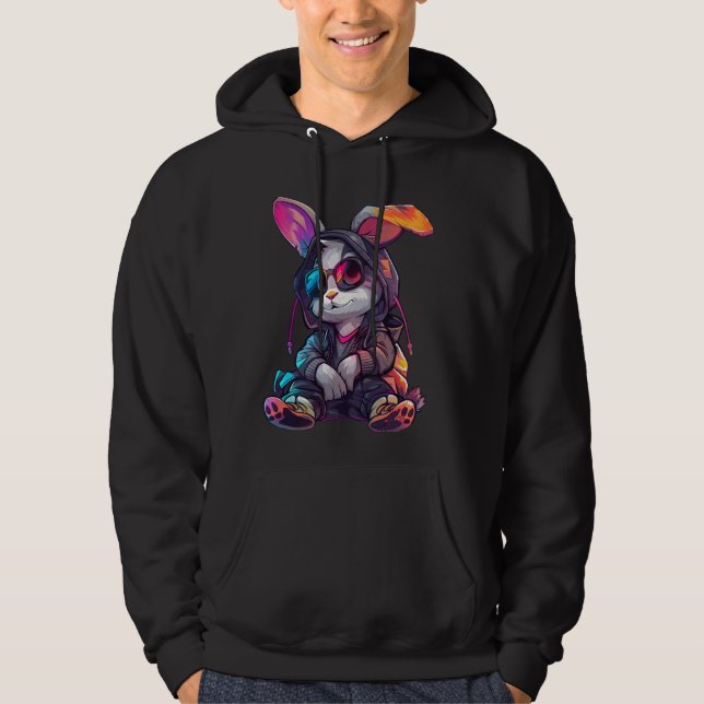 Veste À Capuche Cyberpunk Style Rabbit Petit lapin mignon enfant (Devant)