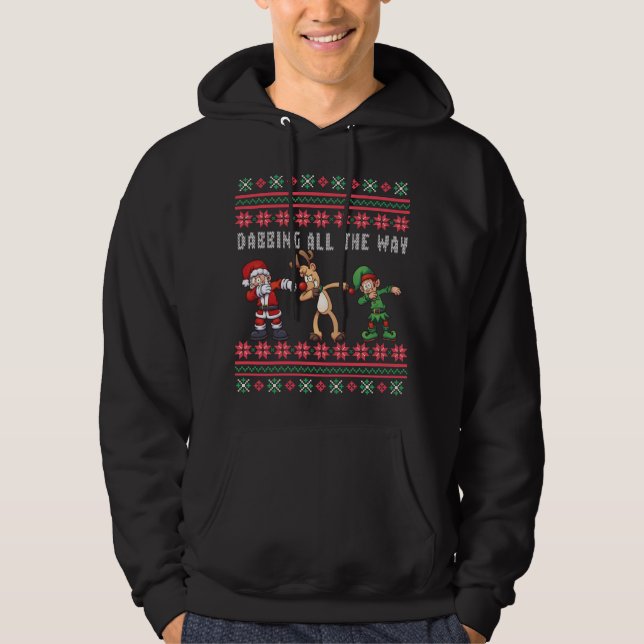 Veste À Capuche Dabbing All Way Père Noël Reindeer Elf Ugly Xmas (Devant)