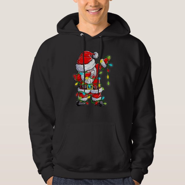 Veste À Capuche Dabbing Santa  Christmas Tree Lights Happy Xmas 3 (Devant)