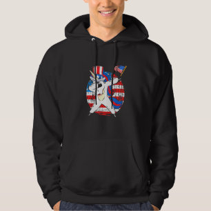Veste À Capuche Dabbing Unicorne Arc-en-ciel Patriotique Américain