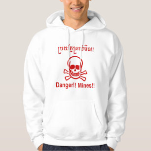 Veste À Capuche Danger ! ! Les mines ! ! SYMBOLE ☠ Cambodgien Khme