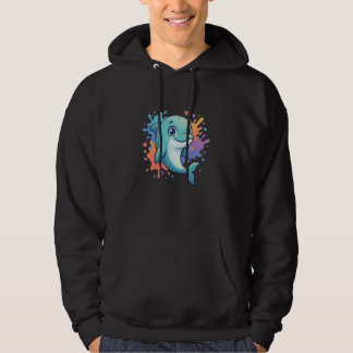 Veste À Capuche Dauphin heureux Kawaii cœurs arc-en-ciel Splash