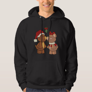 Veste À Capuche De mignons Nounours de Noël S'embrasser sous Mistl