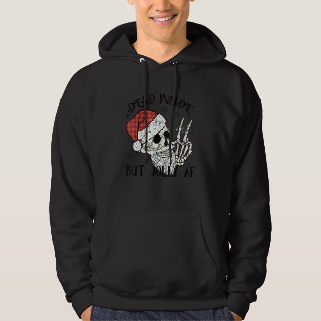 Veste À Capuche Dead Inside But Jolly Af Skull Santa Light Skeleto (Devant)