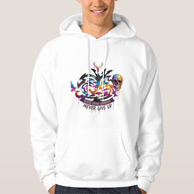 Veste À Capuche Deer Design Hoodie – Motivational Never Give Up (Devant)