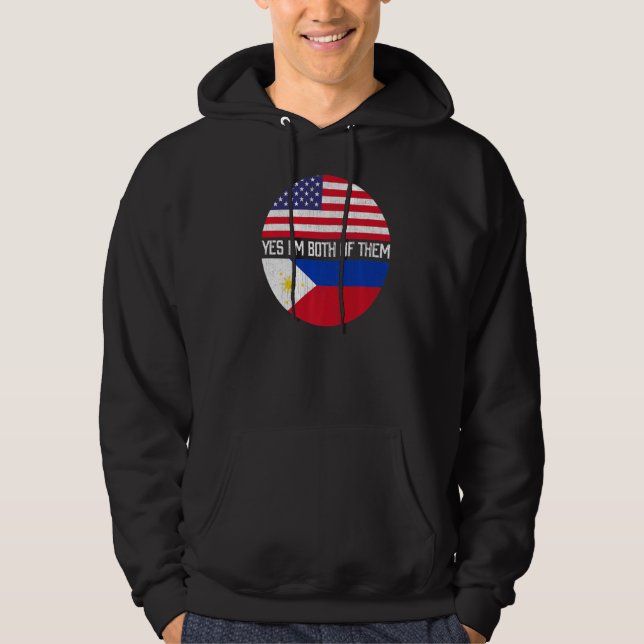 Veste À Capuche Demi-américain demi-philippin Usa Drapeau famille  (Devant)