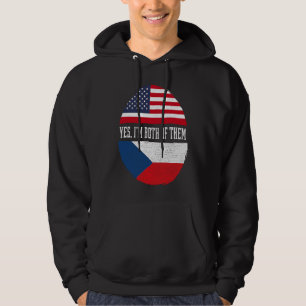 Veste À Capuche Demi-américain Demi-tchèque Drapeau USA République