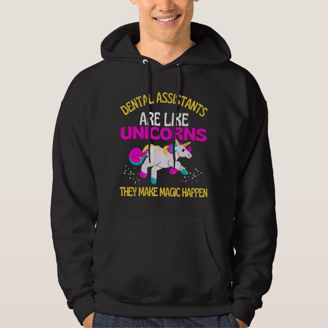 Veste À Capuche Dental Assistant Unicorn, Magique Unicorn Dentiste (Devant)