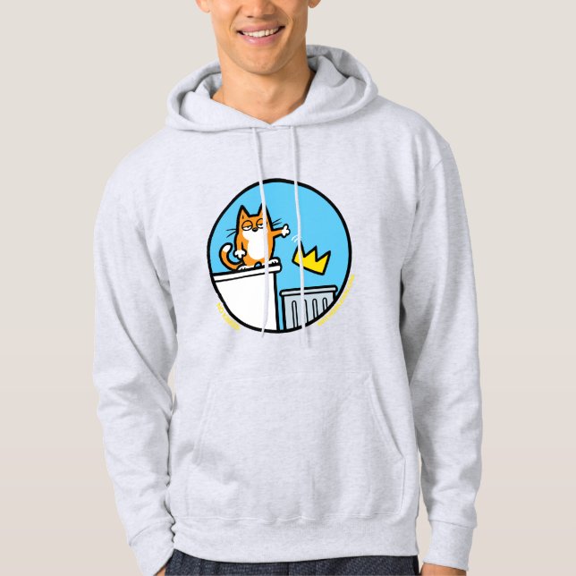 Veste À Capuche Dessin animé de chat drôle "Pas de rois" sur un sw (Devant)