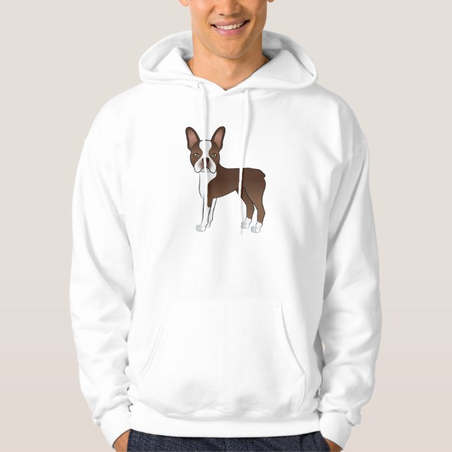Veste À Capuche Dessin de Chien de Cartographié Brown Boston Terri (Devant)
