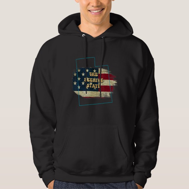 Veste À Capuche Devise du drapeau Utah Ut Us (Devant)