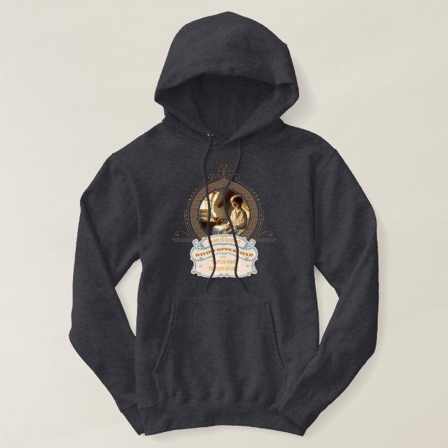 Veste À Capuche Dickens' Copperfield Quote Gold Blue Hoodie (Design devant)