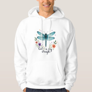 Veste À Capuche Dieu est ma force Libellule florale T-Shirt chréti