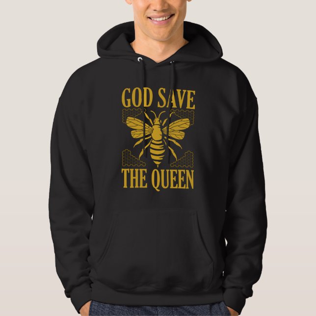 Veste À Capuche Dieu Sauvez La Reine Drôle Abeignon Abeille Aimée  (Devant)