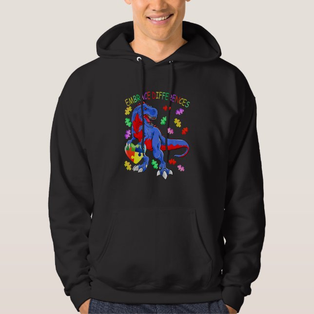 Veste À Capuche Dinosaur Autisme Sensibilisation Accepter les Diff (Devant)