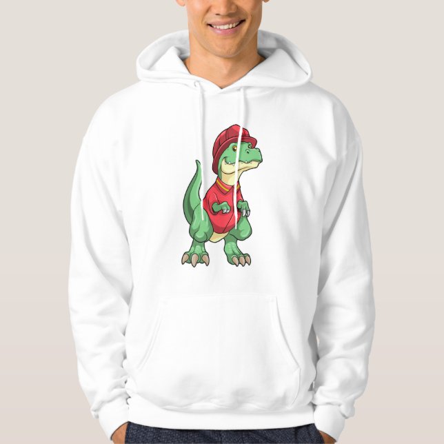 Veste À Capuche Dinosaure comme pompier avec casque d'incendie (Devant)