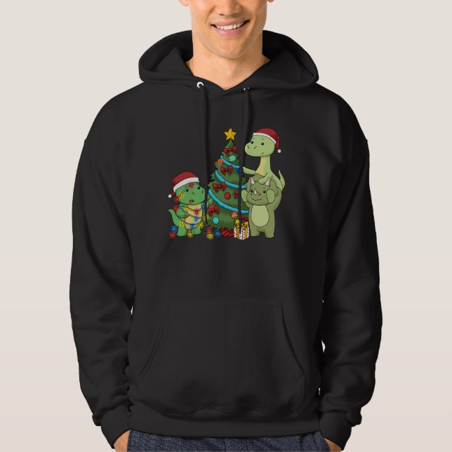 Veste À Capuche Dinosaure de Noël Enfants Dinosaure d'arbre de Noë (Devant)