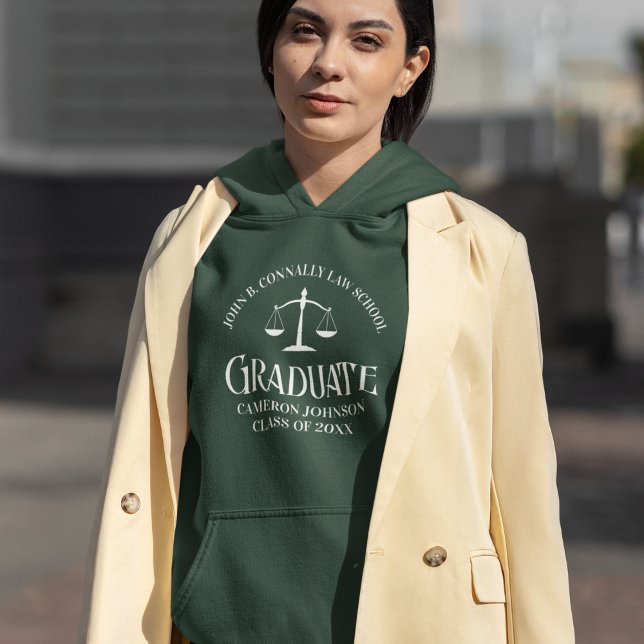 Veste À Capuche Diplôme de droit vert personnalisable (Créateur téléchargé)