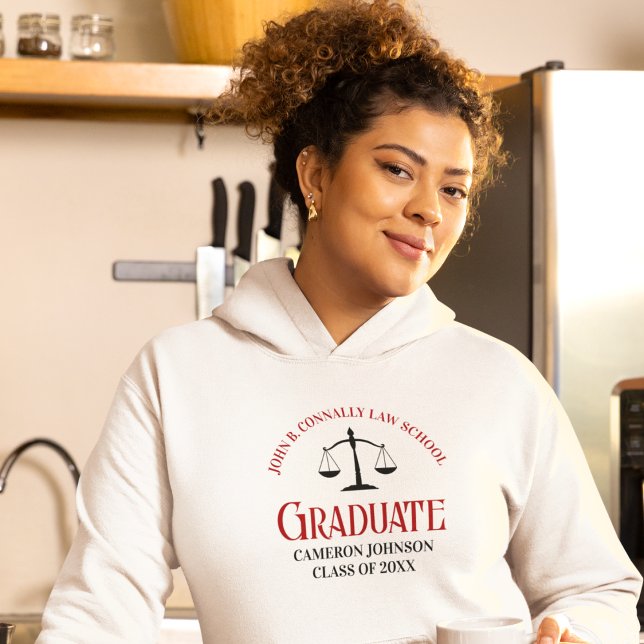 Veste À Capuche Diplôme de l'école de droit rouge personnalisé (Créateur téléchargé)