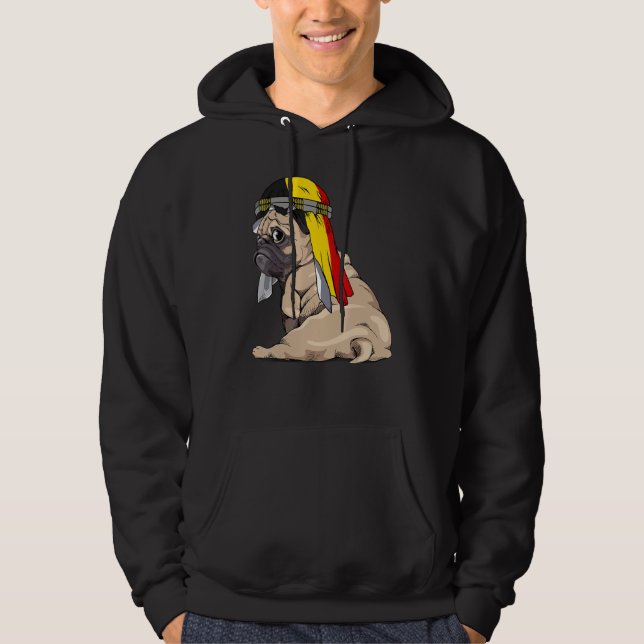 Veste À Capuche Dog   Cute Pug Retro Belgium Flag Pride (Devant)