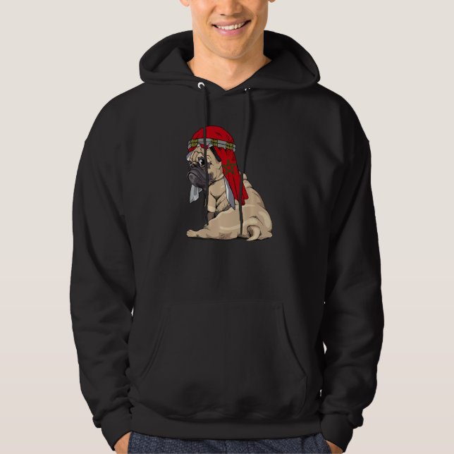 Veste À Capuche Dog  Cute Pug Retro Morocco Flag Pride (Devant)