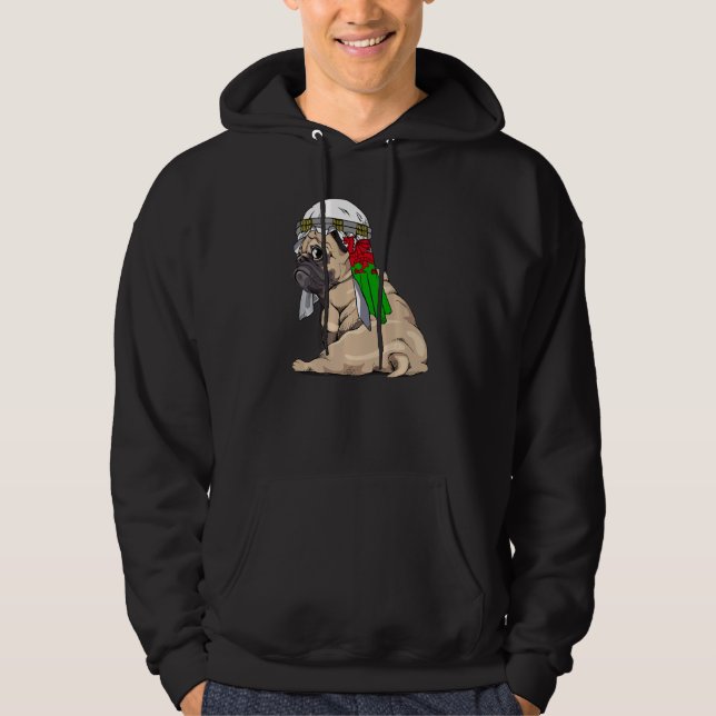 Veste À Capuche Dog  Cute Pug Retro Wales Flag Pride (Devant)