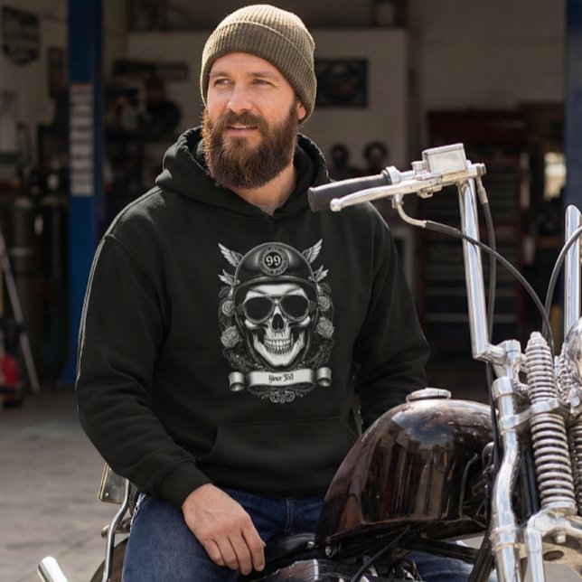 Veste À Capuche Double Sided Custom Biker Skull Motorcycle (Créateur téléchargé)