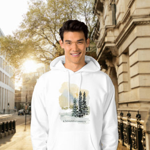 Veste À Capuche Doudoune à capuche Forêt Hivernale Aquarelle Uni