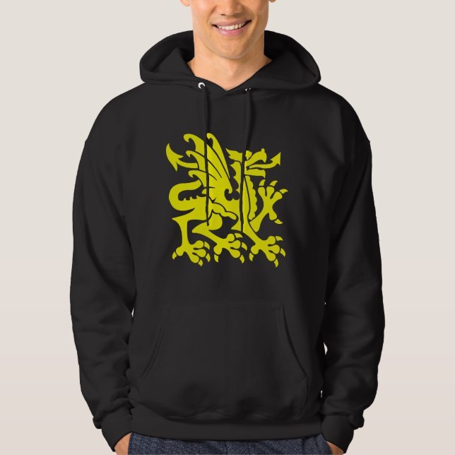 Veste À Capuche Dragon héraldique 01 - Jaune (Devant)