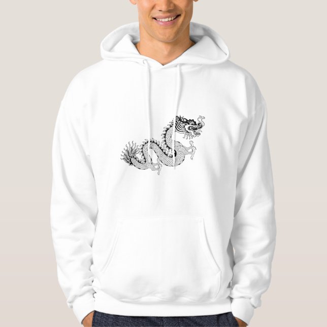 Veste À Capuche Dragon noir et blanc (Devant)