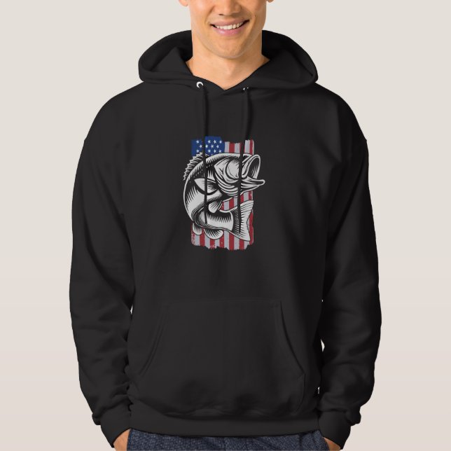 Veste À Capuche Drapeau américain à grande bouche pêche basse (Devant)