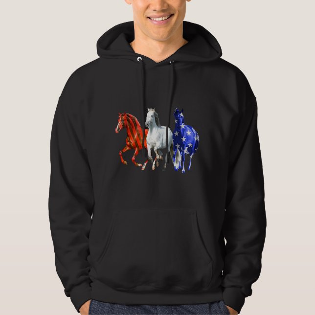 Veste À Capuche drapeau américain cheval 4 juillet fêtes jour Noël (Devant)