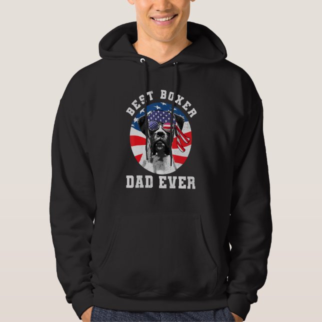 Veste À Capuche Drapeau américain de chien de boxe père jamais chi (Devant)