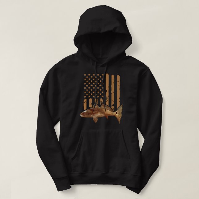 Veste À Capuche Drapeau américain de pêche du sébaste Drapeau roug (Design devant)