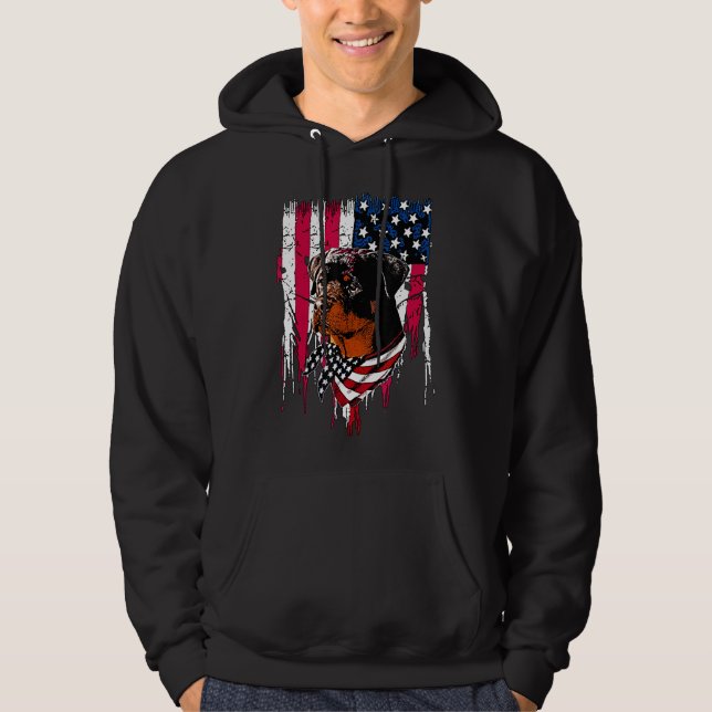 Veste À Capuche Drapeau américain Rottweiler (Devant)