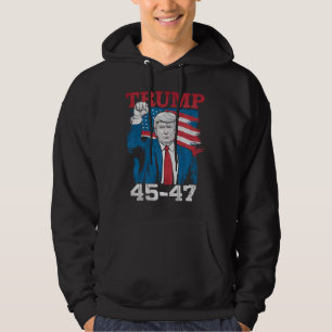 Veste À Capuche Drapeau américain Trump 45 47 Vintage Rétro USA