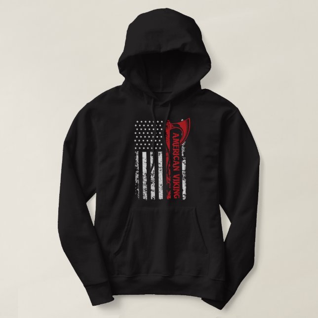 Veste À Capuche Drapeau américain Viking Norseman Odin Thor (Design devant)