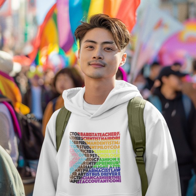 Veste À Capuche Drapeau arc-en-ciel progressiste LGBT Script gay (Créateur téléchargé)
