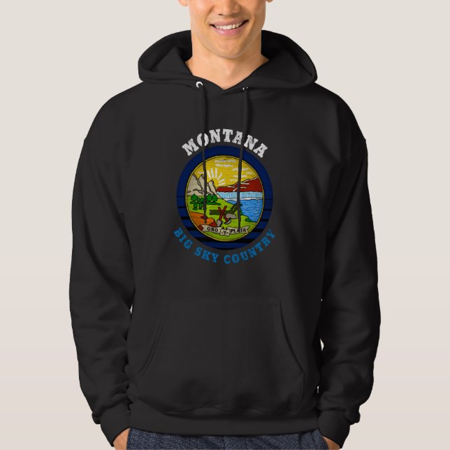 VESTE À CAPUCHE DRAPEAU DE L'ÉTAT DU GRAND CIEL DE MONTANA (Devant)