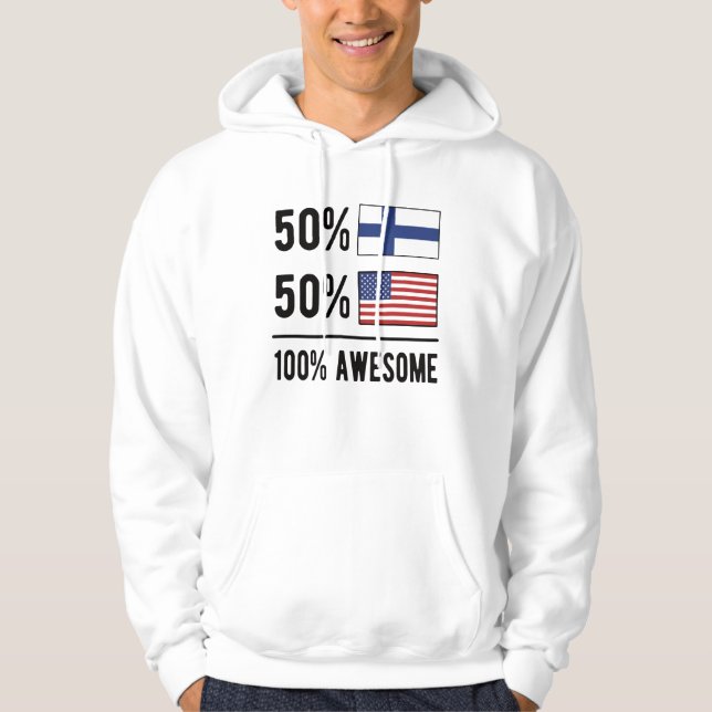 Veste À Capuche Drapeau demi-finlandais demi-américain Finlande Ét (Devant)
