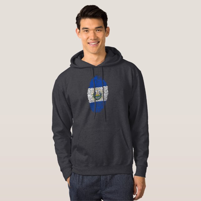 Veste À Capuche Drapeau d'empreintes digitales du Salvador (Devant entier)
