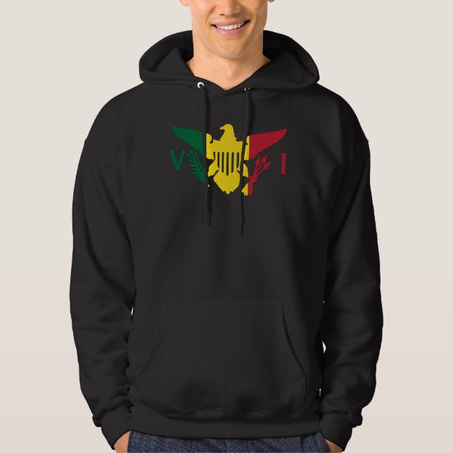 Veste À Capuche Drapeau des îles Vierges américaines Rasta, rouge  (Devant)