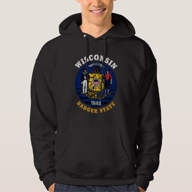 VESTE À CAPUCHE DRAPEAU D'ÉTAT WISCONSIN BADGER (Devant)