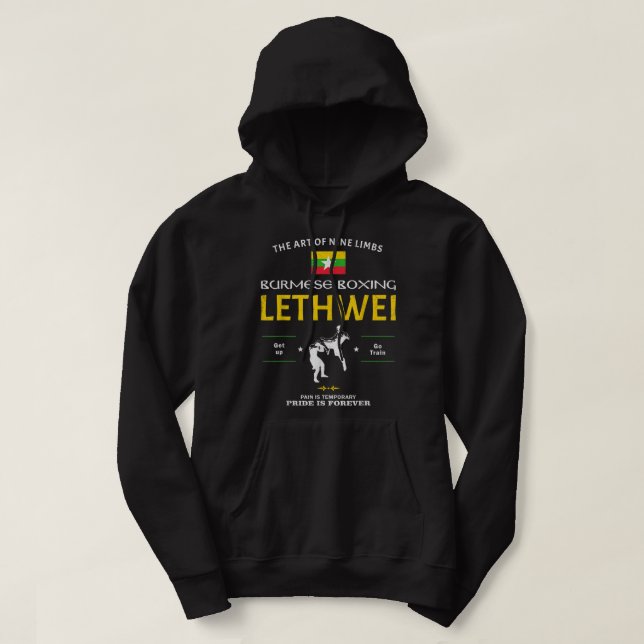 Veste À Capuche Drapeau du Myanmar de Lethwei, Lethwei Birmese Box (Design devant)