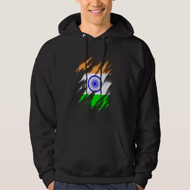Veste À Capuche Drapeau indien Bharat Ganarajya Inde (Devant)