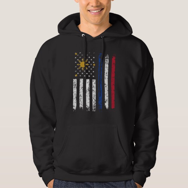 Veste À Capuche Drapeau mi-philippin mi-américain Philippines USA (Devant)