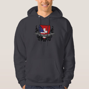 Veste À Capuche Drapeau Suisse-Américain de bouclier
