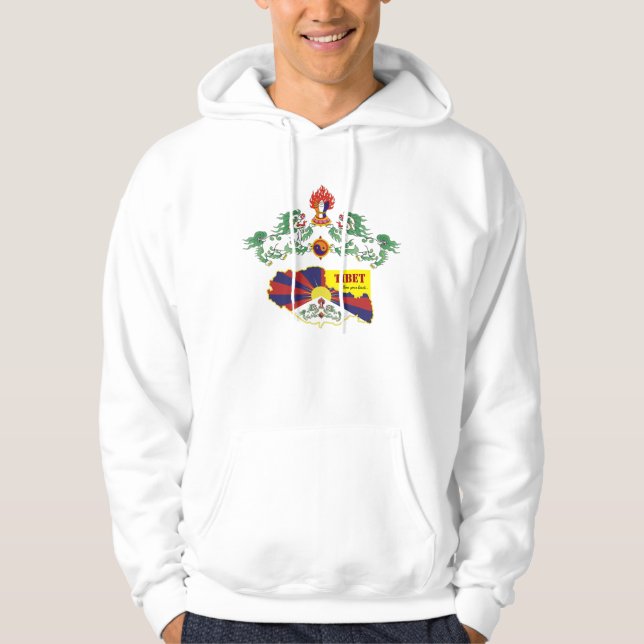 Veste À Capuche Drapeau Tibet & Tibétain, Lions de Neige, Carte /  (Devant)